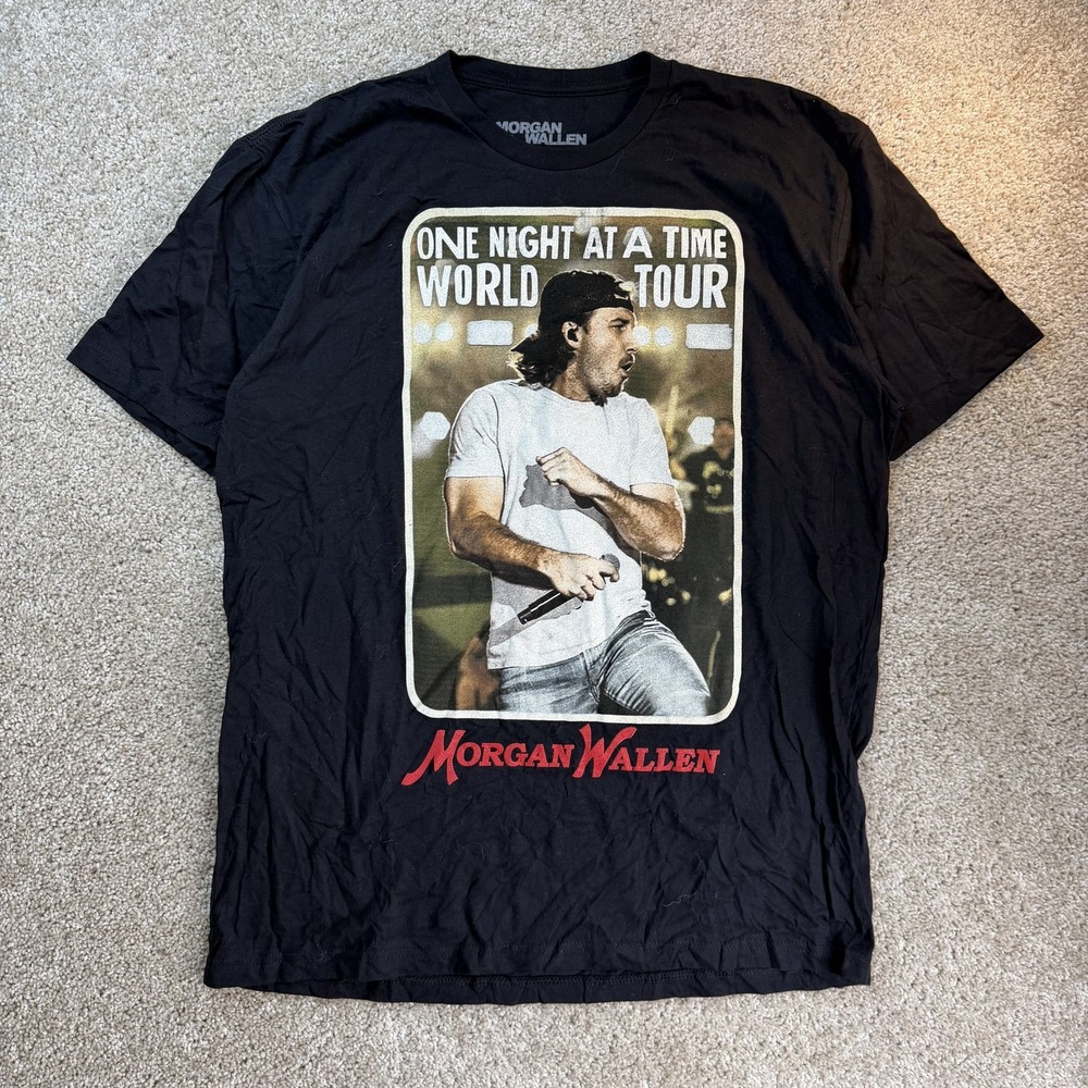 Morgan Wallen Shirt Mens XL Black One Night At A Time World Tour Tee T-Shirt